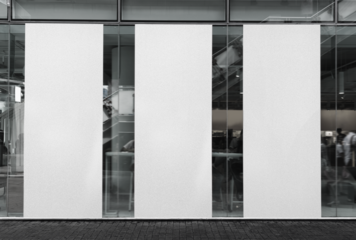 Three banner png mockup, advertising sign, transparent design