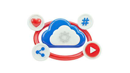 3D Cloud Computing and Social Media Icons