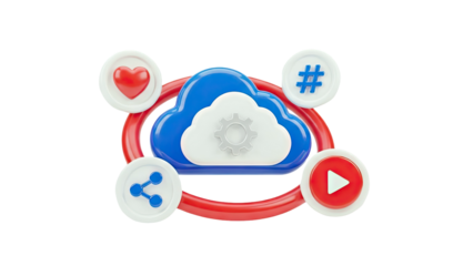3D Cloud Computing and Social Media Icons