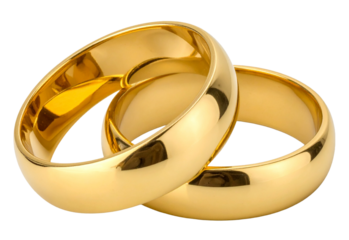 stack of one pair of shiny gold ring isolated on white background