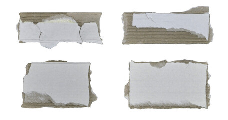 Fototapeta premium Brown and white corrugated kraft paper torn into pieces in transparent background png