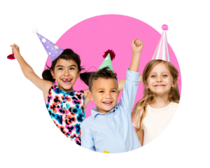 Kids birthday party png badge sticker, transparent background