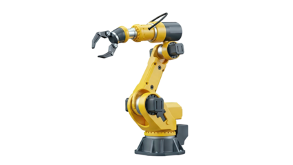 Yellow Industrial Robotic Arm with Gripper