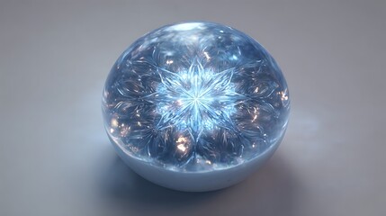 Blue transparent glass sphere isolated on a clean background with crystal reflections