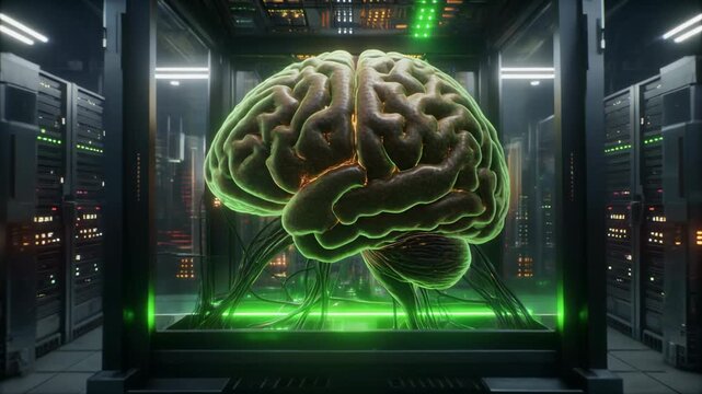 Massive Biological Computer Mainframe Inside Futuristic Sci-Fi Server Room