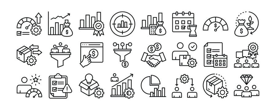 Key Performance Indicators icon collection. Containing design performance, indicator, management, strategy, kpi