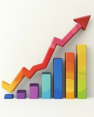 Rising Red Arrow Over Colorful Gradient Blocks Indicating Growth And Success upward increase