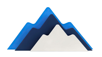 Abstract layered mountain shapes in blue and gray