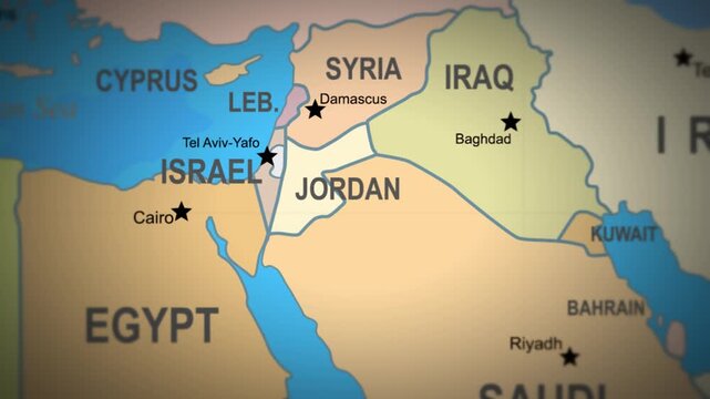 Atlas illustration highlighting major cities and national boundaries