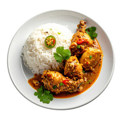 Traditional timorese rice with chicken, a comforting and everyday meal, professionally photographed and isolated on a clean white background