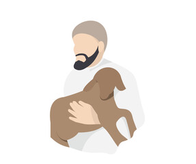 Muslim Man Holding a Lamb
