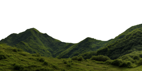 Serene mountain landscape with lush greenery and rolling hills, perfect for nature lovers and those seeking adventure or relaxation