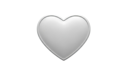3D White Heart Icon with Bevel Edge