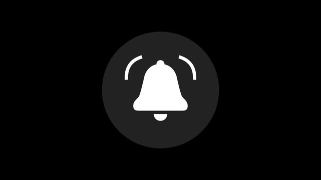 Notification bell turns on when cursor clicks. Ringing bell and alert concept. Flat 2d animation. Transparent background.