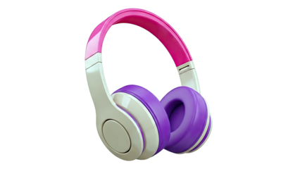 Stylish Headphones with Pink, Beige, and Purple Accents