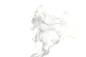 Fototapeta premium Abstract gray smoke wispy texture with flowing forms, ideal for creative design elements, digital art, or background compositions. Transparent, ethereal visual effect.