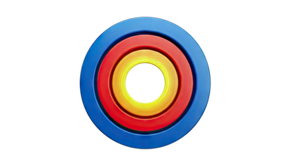 Concentric Circles Logo with Blue, Red, and Yellow-Orange Hues