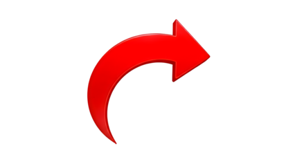 a vibrant red arrow curves and points to the right against a stark black background, a symbol of direction and movement
