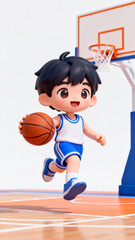 Naklejka premium boy playing basketball