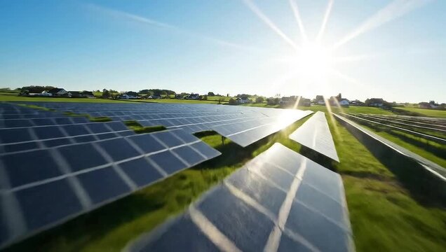 Solar Panels Generating Clean Energy Under Bright Sun.