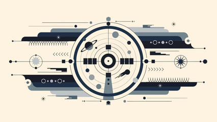 Abstract Space Exploration and Navigation System Vector Illustration © JSTYLO