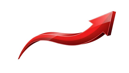 A striking red arrow curves upwards in a dynamic 3D representation against a solid black background symbolizing progress and growth