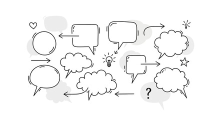 Creative Communication Elements with Hand-Drawn Style for Business Presentation or Social Media Post