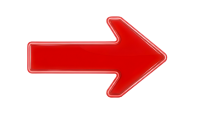 A bold red arrow points to the right against a stark black background with a glossy finish and subtle highlights