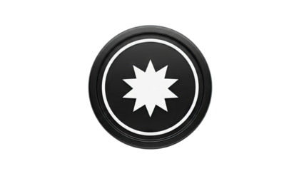 Black and white star emblem on a light gray background