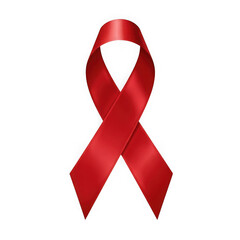 Red awareness ribbon isolated on transparent background