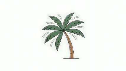 Obraz premium A single tropical palm tree with vibrant green fronds isolated on a clean white background representing summer travel