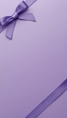 A purple ribbon tied in a bow on a solid lavender background, symbolizing awareness and solidarity.