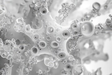 Abstract grayscale design of intricate cellular structures.
