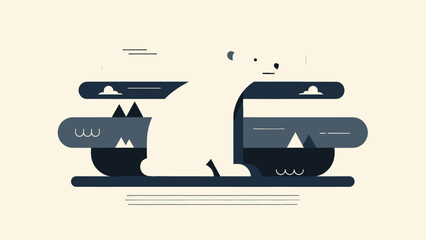 Stylized Polar Bear in Arctic Landscape Vector Illustration © intaniaayu