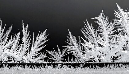 Snowflake and frost frame with ice cold elements. White winter decoration design with holiday background and celebration art