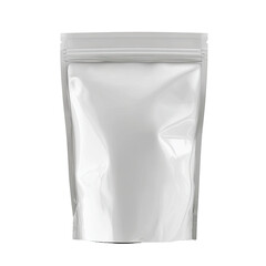 Shiny, clean, silvery stand-up pouch, zip closure