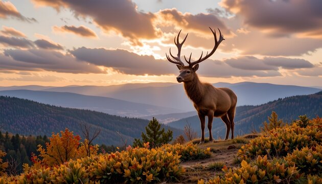 Majestic Deer Amid Autumn Hills
