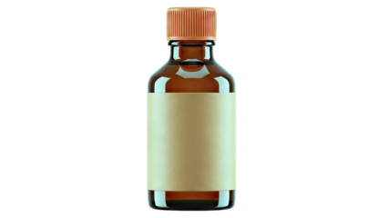 Amber Glass Bottle with Orange Cap and Brown Label
