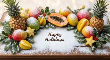 Tropical Fruit Arrangement with Snow and 