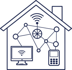 Flat connected home network icon, minimal vector vector illustration