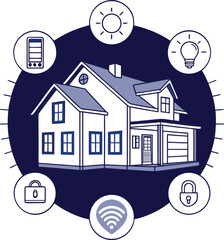 Flat smart home central control icon vector illustration