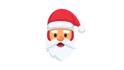 Santa Claus Face Icon with Red Hat and White Beard