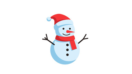 Smiling Snowman with Red Hat and Scarf - Festive Winter Character