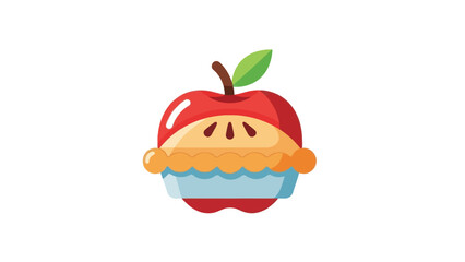 Whimsical Apple Pie Icon with Red Fruit Shape