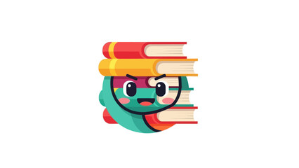 Cute Character Reading Books, Joyful Study Concept