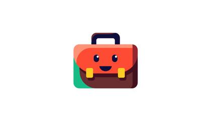 Happy Briefcase Character with Cute Face