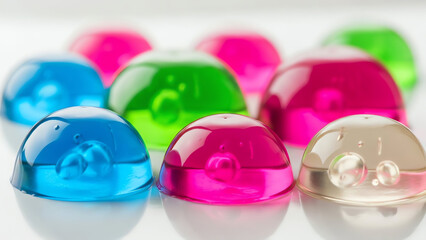 Gel Capsules in Vivid Blue Pink Green