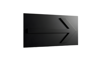 Minimalist dark gray square with a raised right-pointing arrow in the center