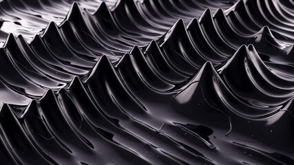 Dark Glossy Waves of Sharp Peaks