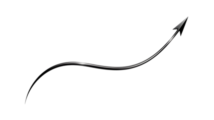 A sleek silver arrow emerges from the darkness curving upwards into the light